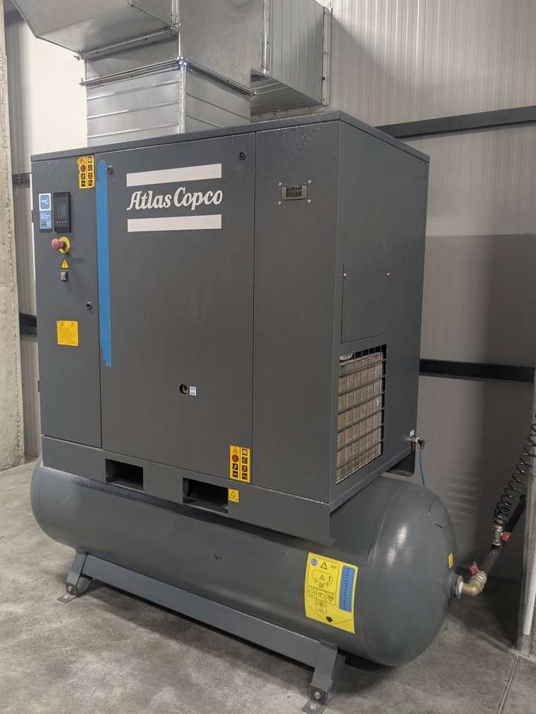 Atlas Copco GA37+ FF compressor with receiver tank at Royal Armenia production facility